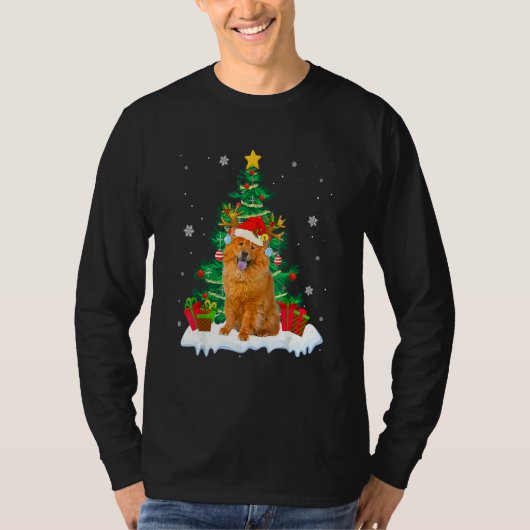 Chow Chow Santa Christmas Tree Light Pajama Dog Xm Tシャツ (正面)