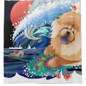 CHOWABUNGA – チャウ – シャワーカーテンまたはドッグショー シャワーカーテン (正面)