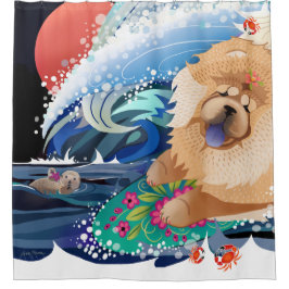 CHOWABUNGA – チャウ – シャワーカーテンまたはドッグショー シャワーカーテン