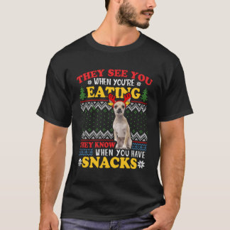 ChrのChihuahua醜いクリスマス彼らはあなたは食べのChrのを見る Tシャツ