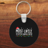 Chrを飲むビールおもしろいをサンタに提供する可能性が最も高い キーホルダー (正面)