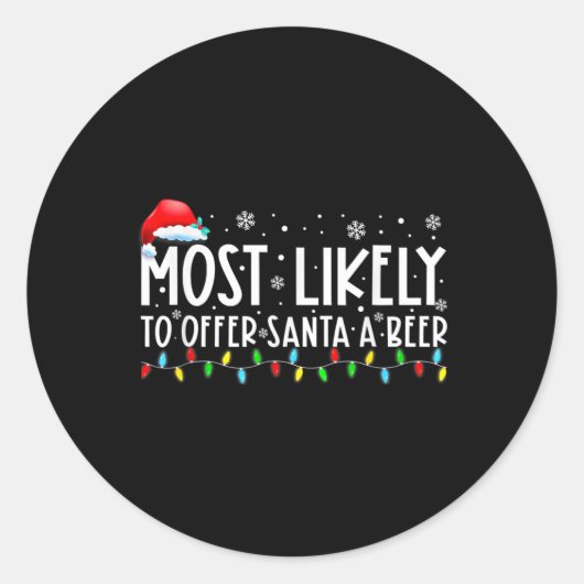 Chrを飲むビールおもしろいをサンタに提供する可能性が最も高い ラウンドシール (正面)