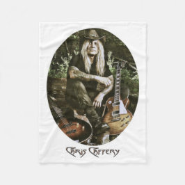 Chris Caffery Sitting with Gitars （楕円） フリースブランケット
