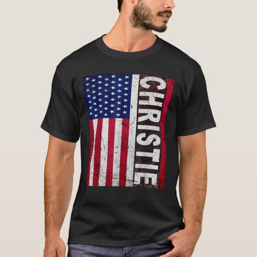 Chris Christie 2024米国国旗のキャンペーンの大統領 Tシャツ (正面)