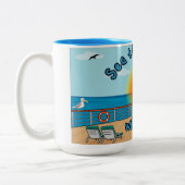 Chris Coffee Mug Blue 2で世界を15oz海2 ツートーンマグカップ (左)