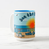 Chris Coffee Mug Blue 2で世界を15oz海2 ツートーンマグカップ (正面左)