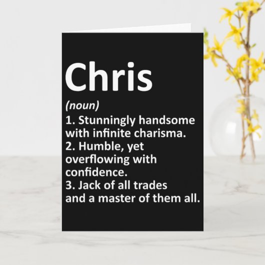 Chris Definition Personalized Name Funny Birthday カード (黄色い花)