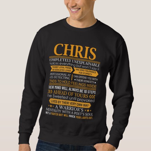Chris First Name Shirt – 名パーソナライズされた前Chris スウェットシャツ (正面)