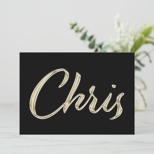 Chris Name white gold Handwriting Karte カード (スタンド正面)