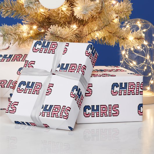 Chris Vorname Name USA US Geschenkpapier Papier ラッピングペーパー (クリスマス)