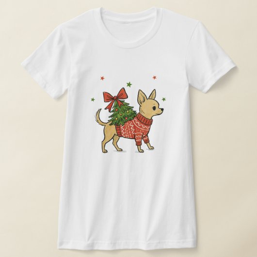 chrismas chihuahua dog tshirt tシャツ (レイダウン)