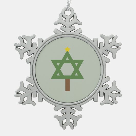 CHRISMUKKAHの木- .PNG スノーフレークピューターオーナメント (正面)