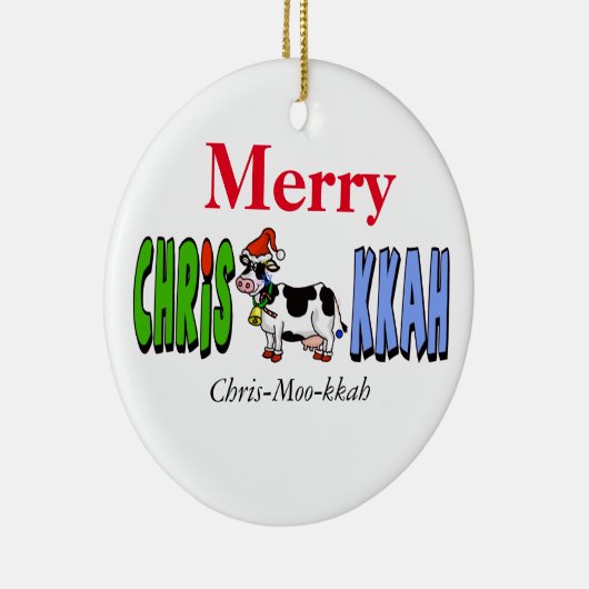 Chrismukkah牛クリスマスのオーナメントはそれをカスタマイズ! セラミックオーナメント (右)