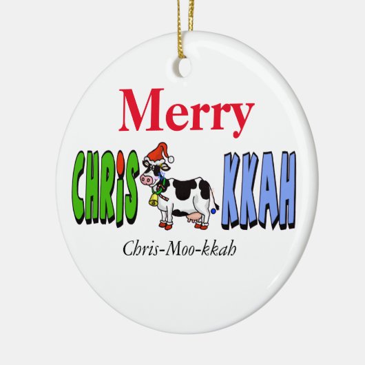 Chrismukkah牛クリスマスのオーナメントはそれをカスタマイズ! セラミックオーナメント (左)