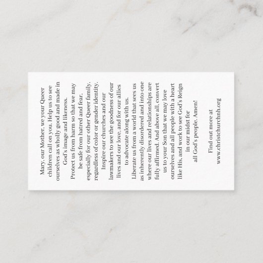 Christ Church Rainbow Madonna Card 名刺 (裏面)