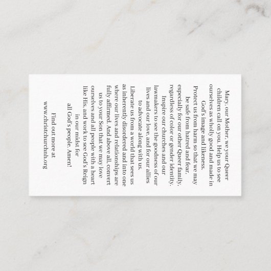 Christ Church Rainbow Madonna Card 名刺 (裏面)