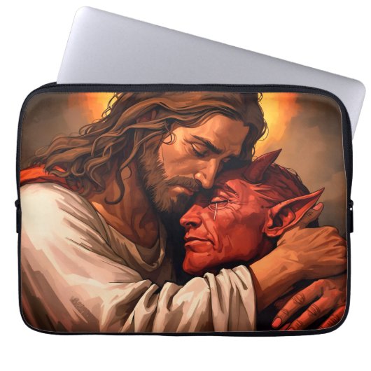 Christ Comforting Lucifer Laptop Case ラップトップスリーブ (正面)