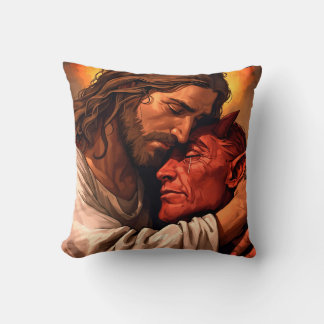 Christ Comforting Lucifer Throw Pillow クッション