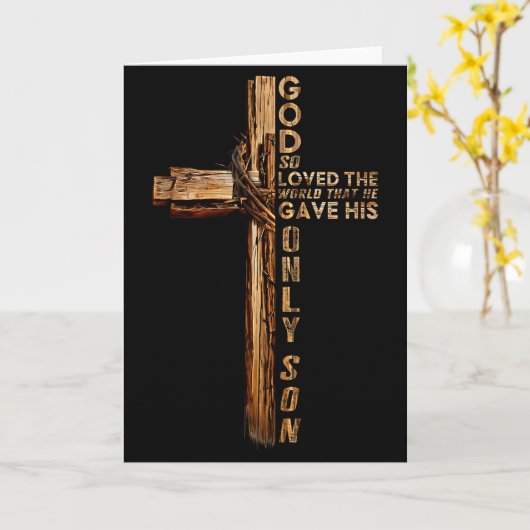 Christ Cross Christian John 3 16 God So Loved The  カード (黄色い花)