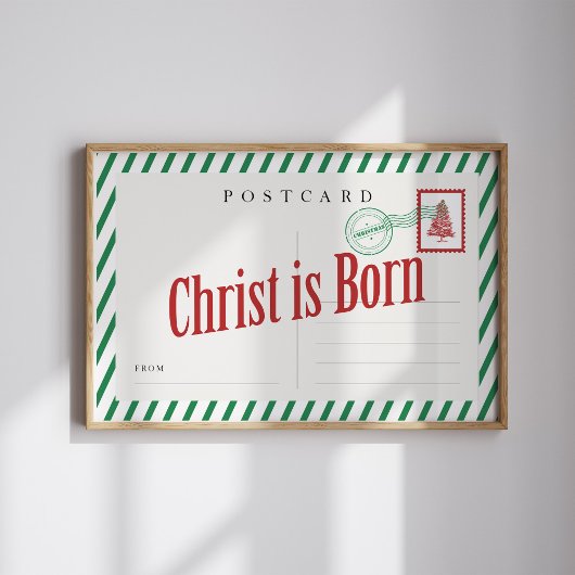 Christ Is Born Christmas Postcard Poster ポスター