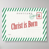 Christ Is Born Christmas Postcard Poster ポスター (正面)