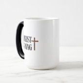 Christ is King | Black Text and Brown Wood Cross  モーフィングマグカップ (正面左)