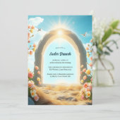 Christ Is Risen Floral Religious Easter Brunch 招待状 (スタンド正面)