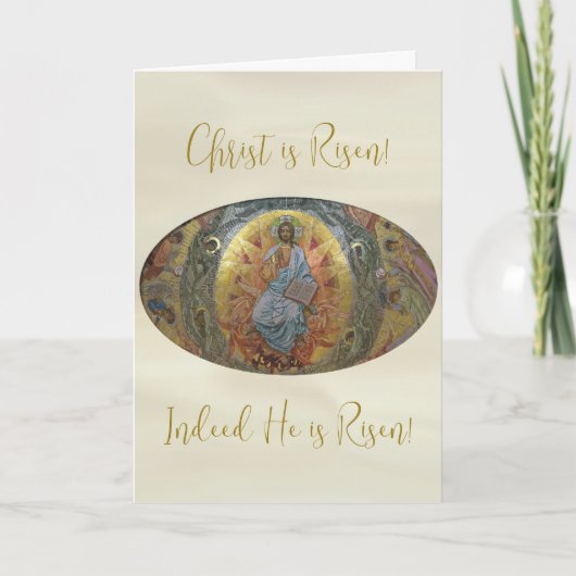 Christ is Risen Pantocrator Orthodox Pascha Easter カード (正面)