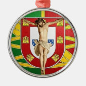 Christ over Portuguese flag メタルオーナメント (正面)