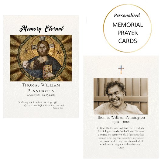 Christ Pantocrator Byzantine Funeral Prayer Card   プレイスカード
