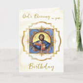 Christ Pantocrator Gold Frame Orthodox Birthday    カード (正面)
