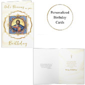 Christ Pantocrator Gold Frame Orthodox Birthday    カード