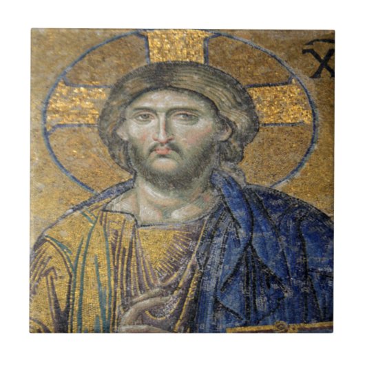 Christ Pantocrator Mosiac Iconic Religious Roman A タイル (正面)