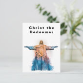 Christ the Redeemer Rio de Janeiro Watercolor  ポストカード (スタンド正面)