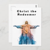 Christ the Redeemer Rio de Janeiro Watercolor  ポストカード (正面/裏面)