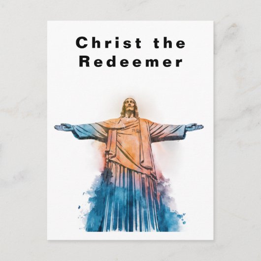 Christ the Redeemer Rio de Janeiro Watercolor  ポストカード (正面)