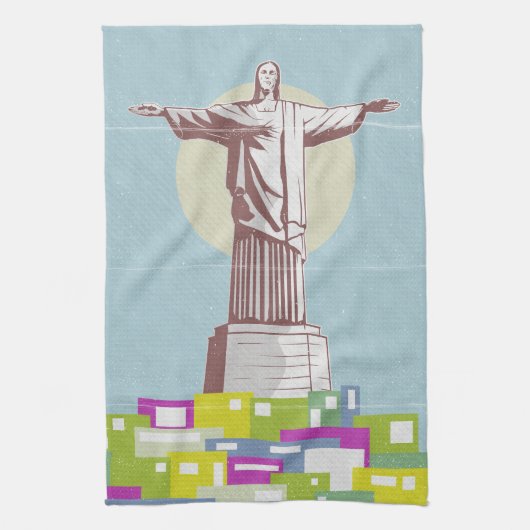 Christ the Redeemer Travel poster Favela キッチンタオル (縦)