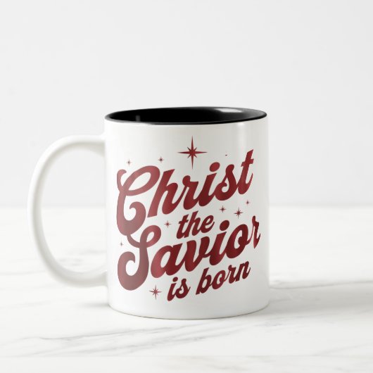 Christ The Savior Is Born Christian Christmas  ツートーンマグカップ (左)