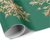 Christams Gold and Green Snowflake Wrapping paper ラッピングペーパー (ロールコーナー)