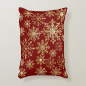Christams Gold and Red Snowflake  アクセントクッション (正面(垂直))