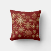 Christams Gold and Red Snowflake  クッション (正面)
