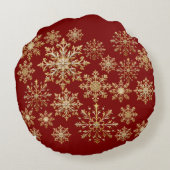 Christams Gold and Red Snowflake  ラウンドクッション (裏面)