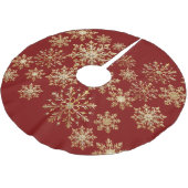 Christams Gold and Red Snowflake Wrapping paper ブラッシュドポリエステルツリースカート (アングル)