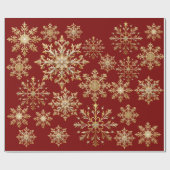 Christams Gold and Red Snowflake Wrapping paper ラッピングペーパー (フラット)
