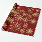Christams Gold and Red Snowflake Wrapping paper ラッピングペーパー (アンロールド)
