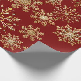 Christams Gold and Red Snowflake Wrapping paper ラッピングペーパー