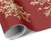 Christams Gold and Red Snowflake Wrapping paper ラッピングペーパー (ロールコーナー)