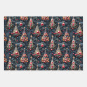 Christbaum, Rot, Grün, blau, Edelsteine, festliche ラッピングペーパーシート (正面3)
