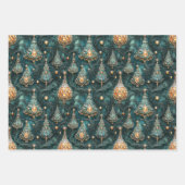 Christbaum, Rot, Grün, blau, Edelsteine, festliche ラッピングペーパーシート (正面2)