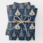 Christbaum, Rot, Grün, blau, Edelsteine, festliche ラッピングペーパーシート (インサイチュ)